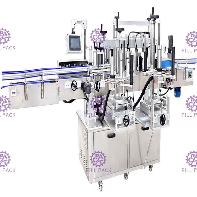 두배 또는 세가지 옆 접착 스티커 병이 레이블러 기계 장비 라인 공장으로 표시합니다